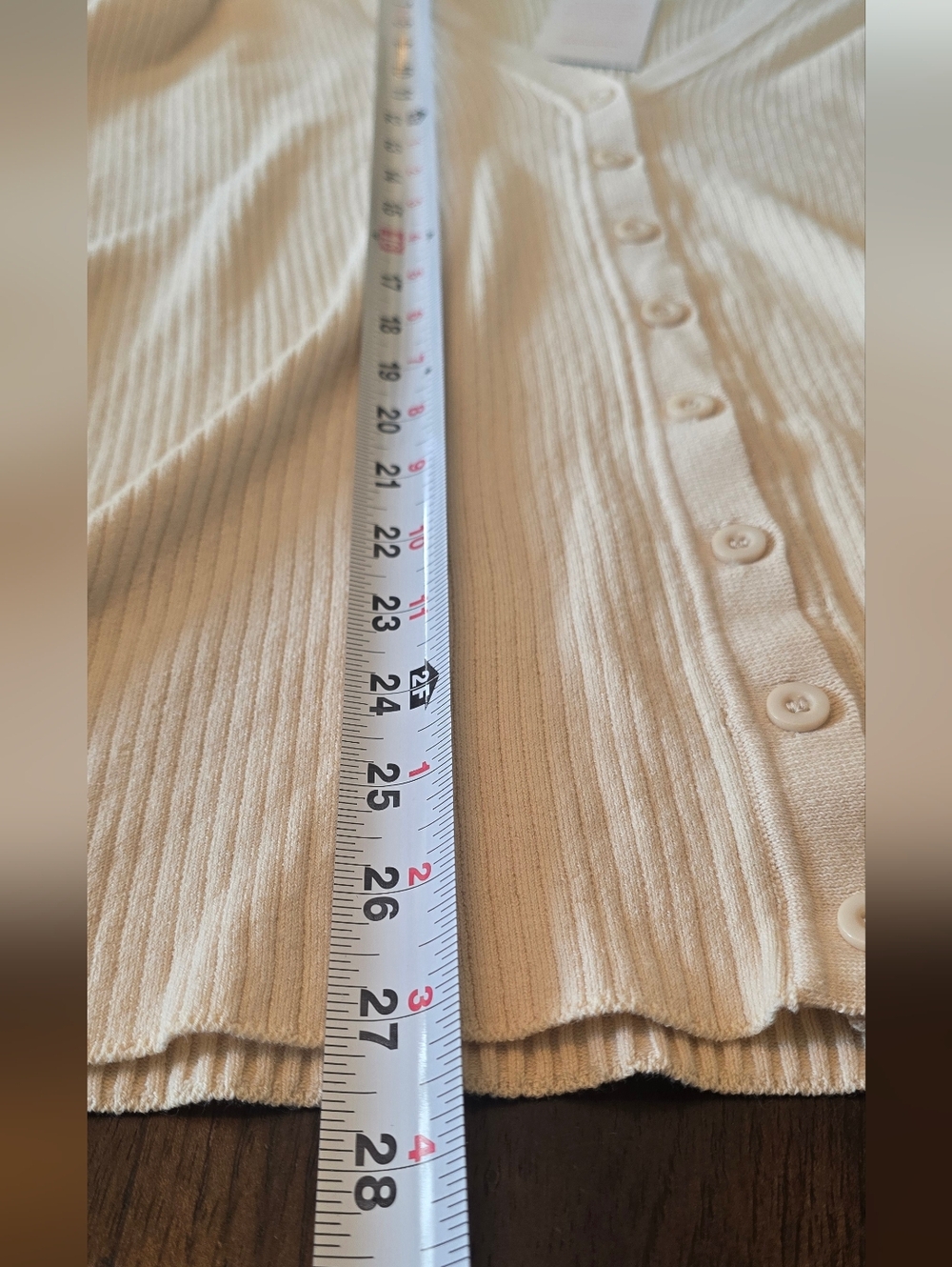 ModCloth Beige Ribbed Button-Front Cardigan - Picture 5 of 9